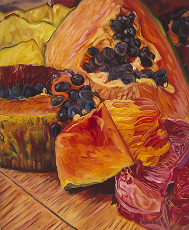 Fruit on Wood, oil on canvas painting by Logan Bruce
