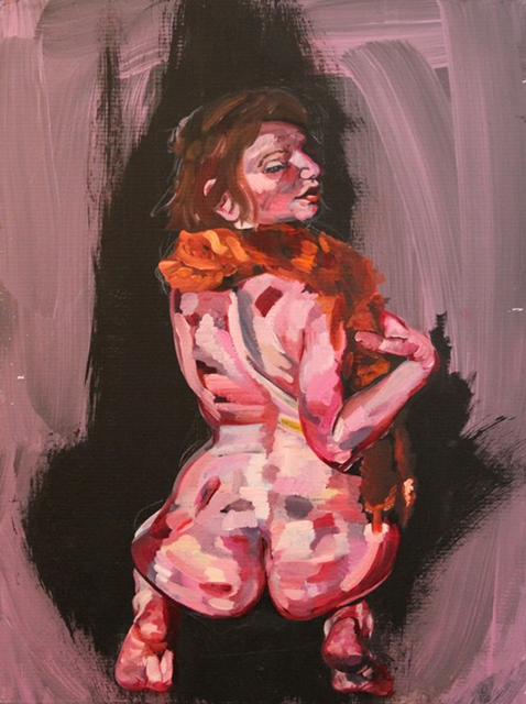 Mink Nude, oil and housepaint on corrugated plastic by Logan Bruce
