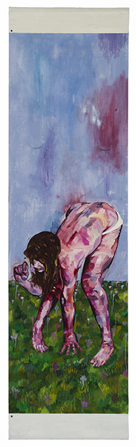 Flower Eaters 1, oil and housepaint on scrim vinyl by Logan Bruce