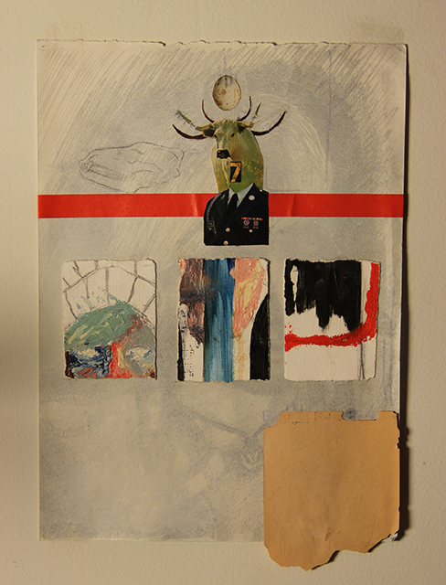 Warrior - self portrait, mixed media collage by Logan Bruce