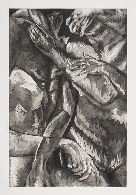 Relief print on paper by Logan Bruce
